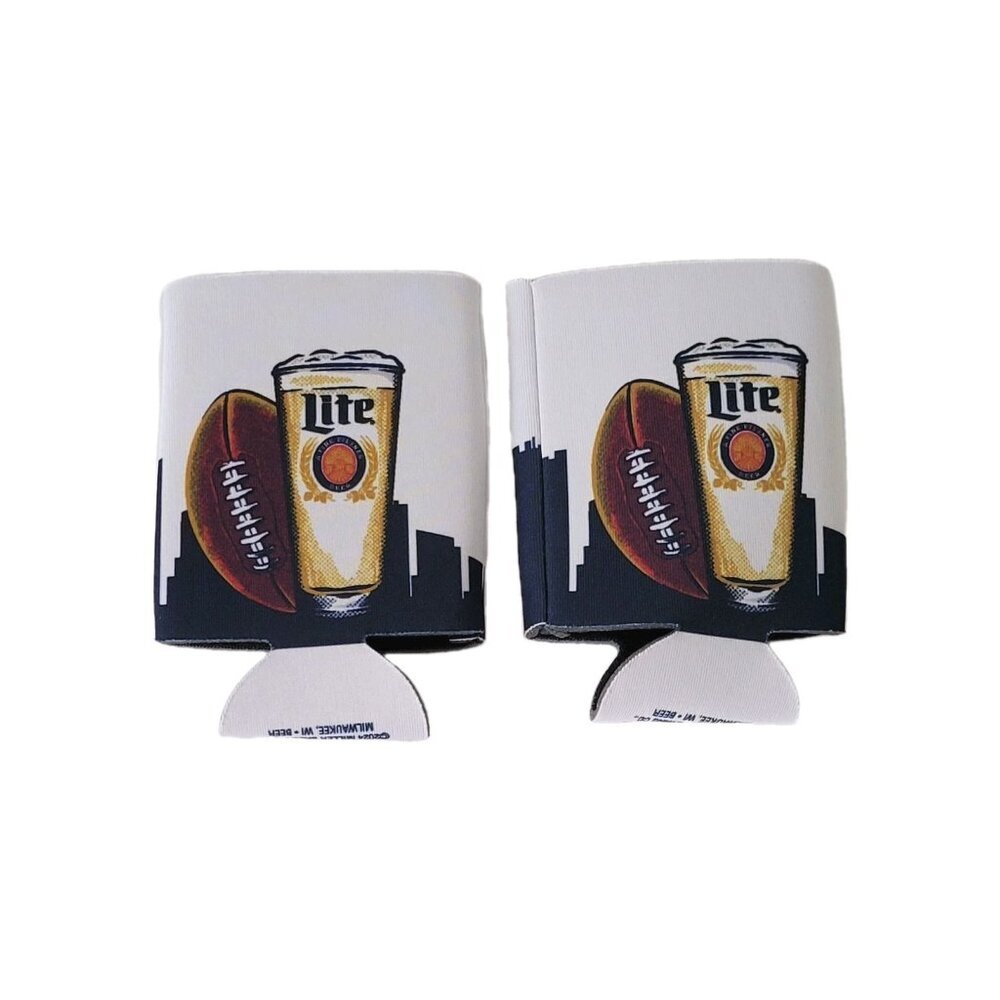 Miller Lite Beer Football Koozie Lot Of 2 Can Bottle Keep Cold 2024